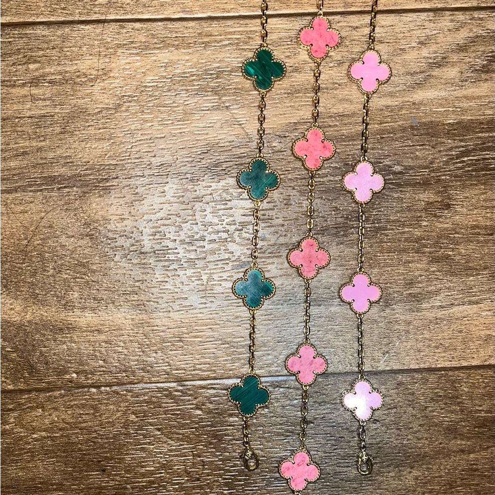 Pink and Green Clover Bracelets